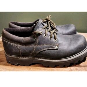 American Eagle Women VTG Y2k 90s Brown Leather Platform Chunky Jammers Shoes 11